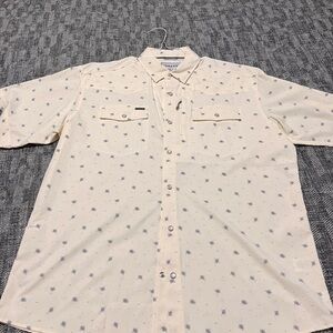Men's  Poncho  Cream Button-Up Shirt in excellent condition, size large